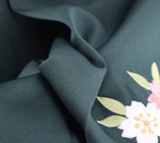 卒業式袴単品レンタル[大きめサイズ]深緑色に桜刺繍[身長153-157cm]No.720